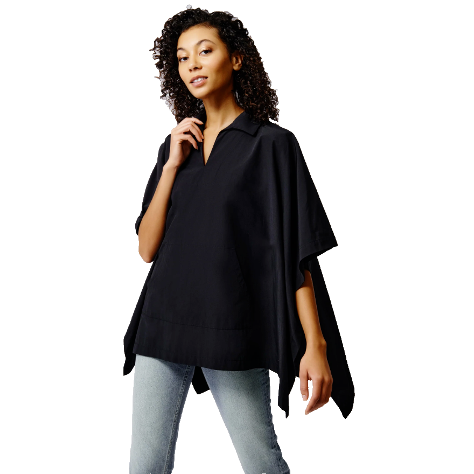Nwt Kal Reiman Gene Pocket Poncho Jacket Black Broadcloth One Size Women 420